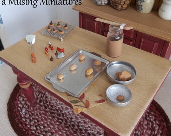 Autumn Peanut Butter Cookie Prep in 1:12 Scale for Dollhouse Miniature Kitchen or Bakery