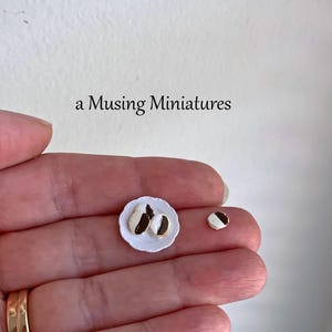 Miniature Half Moon Black and White Cookies on Plate for 1:12 Scale Dollhouse Bakery