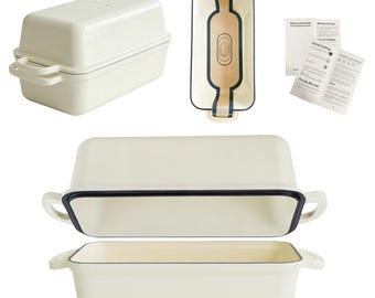 Enameled Cast Iron Loaf Pan with Lid, Marseille Bread Baking Dutch Oven