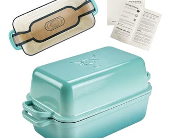 6Qt Enameled Cast Iron Loaf Pan with Lid, Marseille Baking Dutch Oven