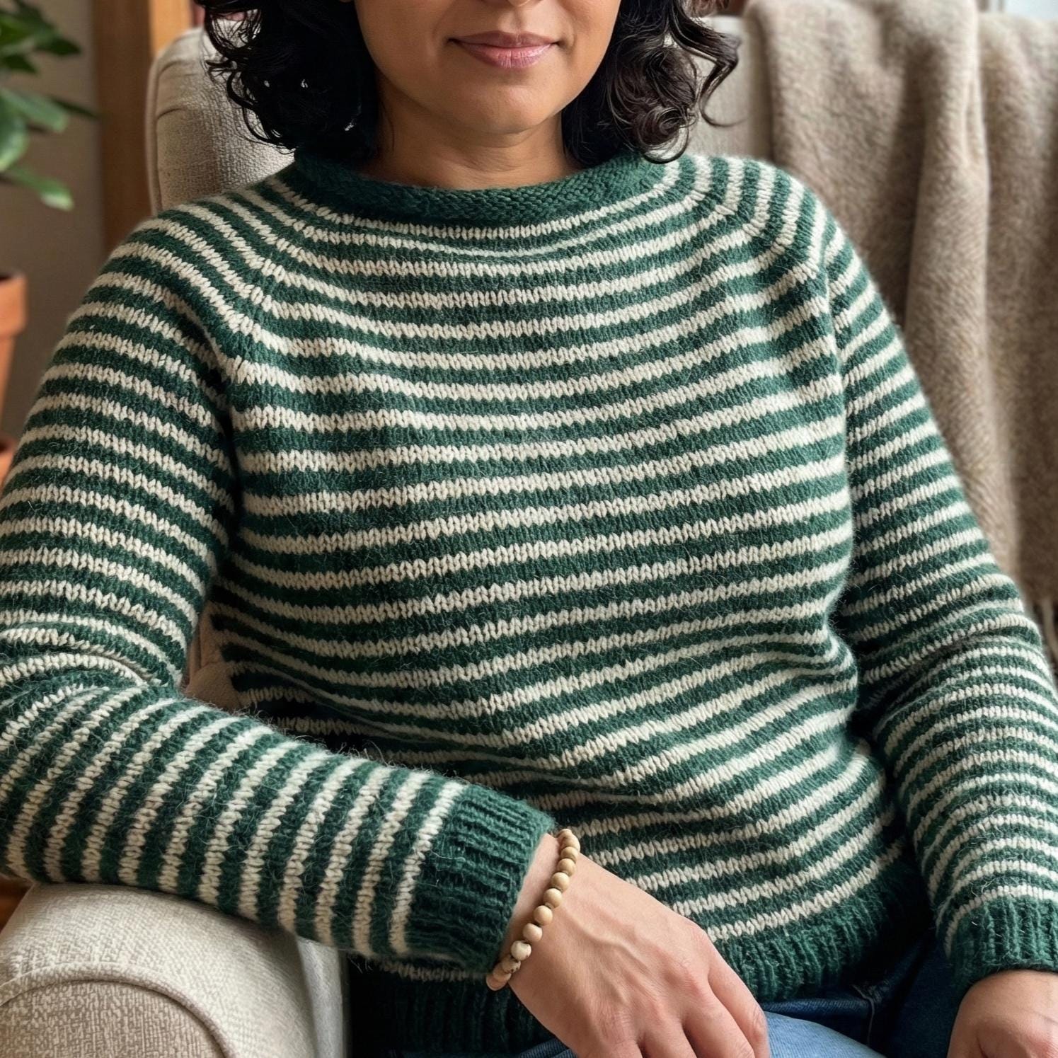 Striped Raglan Pullover Knitting Pattern | Seamless Top-down Design ...