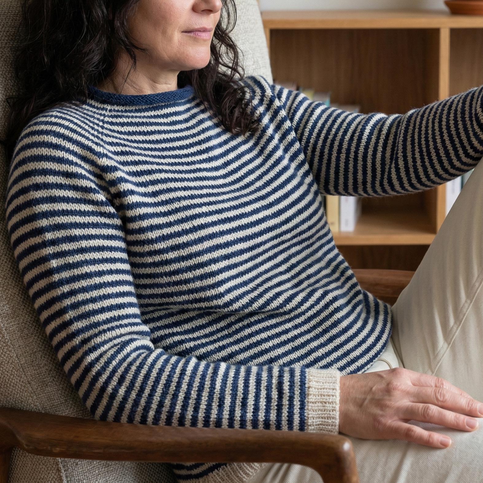 Striped Raglan Pullover Knitting Pattern | Seamless Top-down Design ...