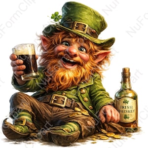 St Patrick's Day Leprechaun Clipart | Whimsical Irish PNG (Instant Download)