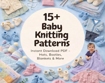 15+ Baby Knitting Patterns Bundle | Instant Download PDF | Hats Booties Blankets Baby Clothes