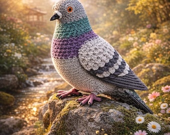 Patrón de ganchillo realista de paloma / Tutorial de amigurumi de tamaño natural (descarga en PDF)