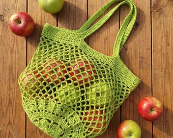 Mesh Market Bag Crochet Pattern | Reusable Grocery Bag | Digital Download.