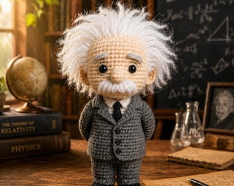 Patrón de amigurumi de Einstein: Muñeco científico hecho a crochet (multilingüe)
