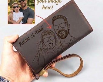 Personalisierte Geldbörse aus echtem Leder für Papa & Mama, handgefertigte benutzerdefinierte Geldbörsen, Vintage Unisex Leder Clutch, beste Papa aller Zeiten
