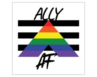 Adesivo quadrato con freccia Rainbow Ally AF / Vinile di supporto Pride LGBTQ+