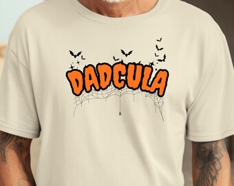 Dadcula T-Shirt | Halloween vampire dad shirt, orange spooky lettering