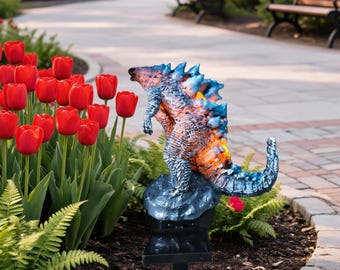 Klasyczna lampa ogrodowa Godzilla Monster, lampa solarna na ścieżkę z motywem stworzeń science fiction, kreatywna, dominująca lampa z wtyczką do ziemi, dekoracyjna lampa zewnętrzna