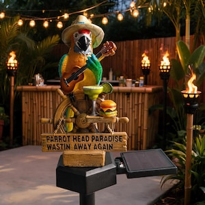 tropical parrot garden stake light, beach style outdoor solar lamp, courtyard pathway landscape ornament, garden flower decorative lighting