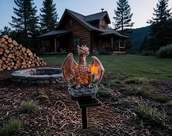 Rzeźba ze skrzydlatym smokiem, lampa ogrodowa zasilana energią słoneczną, mityczna dekoracja ogrodu fantasy, lampa ogrodowa z żywicy, automatyczne oświetlenie nocne