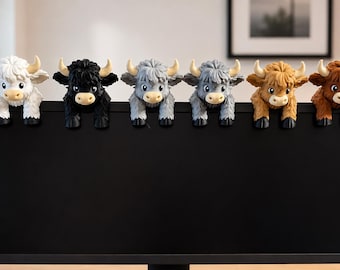 Highland Cow Buddy For Slim Monitor 3D Printed