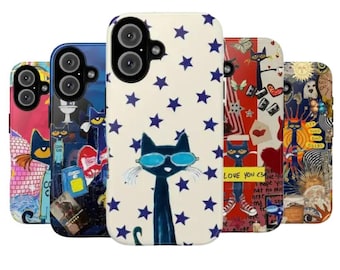 Pete The Cat Cartoon Phone Case for iPhone , Samsung Galaxy, Cute Nostalgic Tough Protective Case | Shockproof Childhood Aesthetic Gift