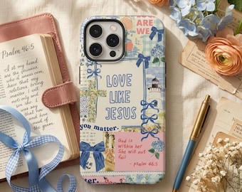 Love Like Jesus Phone Case for iPhone 17 16 15 14 13 12 11 & Samsung Galaxy S25, Christian Cottagecore Aesthetic Cover