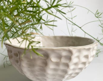 Hand-thrown ceramic salad bowl/fruit bowl, unique design, interior decor, handcrafted item, housewarming gift, ceramic bowl
