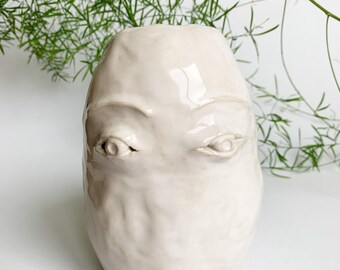 Designer vase "Glotzböbbel" for stylish moments in the interior, handmade ceramic vase, rustic flower vase, design object face