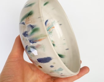 400ml Confetti Ceramic Bowl Starry Nebula Glaze, Colorful Cereal Bowl, Cheerful Bowl, Housewarming Gift Idea, Handmade Bowl