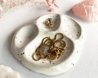 Sieradenschaaltje met vakjes, handgemaakt uniek stuk, ringenschaaltje, cadeau-idee voor vriendin, uniek keramisch stuk, mini sieradenopbergbakje, sieradenbord