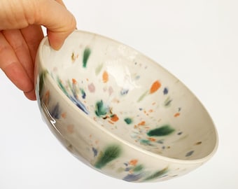 450ml Confetti Ceramic Bowl Starry Nebula Glaze, Colorful Cereal Bowl, Cheerful Bowl, Housewarming Gift Idea, Handmade Bowl