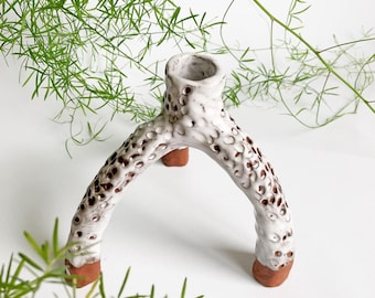 Rustic ceramic candle holder – hand-thrown art, unique clay sculpture, exceptional feel, gift, apartment decoration, interior