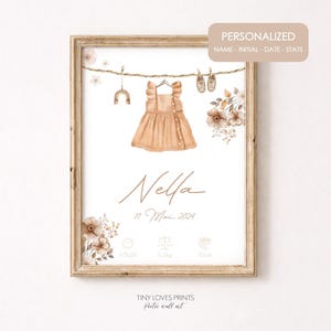 Affiche Naissance Fille Personnalisée, Poster Prénom Bébé Date Heure Poids Taille, Décoration Chambre Bébé Fille Vintage, Birth Stats Print