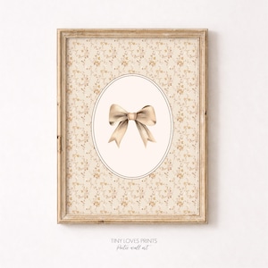 Póster de lazo para bebé, decoración de habitación de niña, póster infantil bohemio, ilustración floral vintage, regalo para bebé, impresión digital