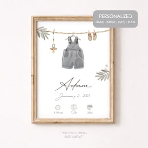 Affiche Naissance Personnalisée Bébé, Poster Prénom Date Heure Poids Taille, Décoration Chambre Bébé Vintage, Birth Stats Nursery Printable
