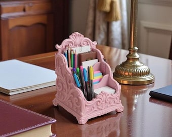 Rosa Rokoko Schreibtisch Organizer, Barock Briefhalter, Kokette Eitelkeitsdekor