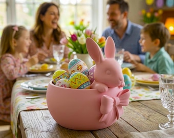 Rosa Ostern Hase Schüssel mit Schleife, Frühling Leckerei Candy Dish