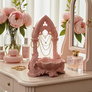 Gothic Cathedral Jewelry Stand Organizer, Victorian Vanity Decor, Trinket Tray Holder
