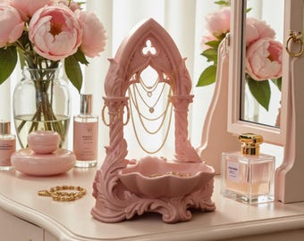 Gotische Kathedrale Schmuckständer Organizer, viktorianisches Eitelkeitsdekor, Schmuckhalter