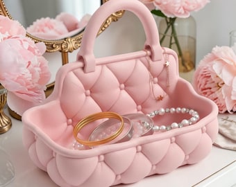 Gesteppter Catchall-Korb, Plüsch-Vanity-Organizer mit Griff