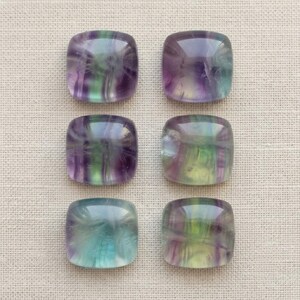 Natural Rainbow fluorite Cabochon. AAA Square Cushion Shape Flat Back Calibrated Gemstone.