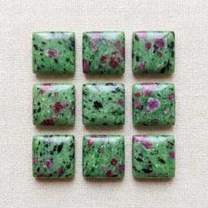 Natural Ruby Zoisite Cabochon. AAA Square Shape Flat Back Calibrated Gemstone.