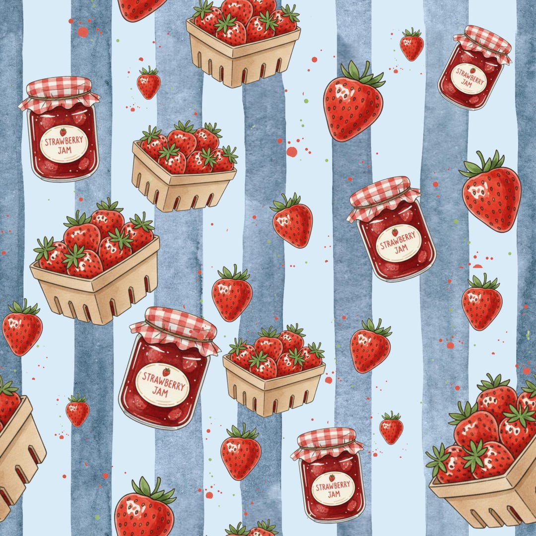 Jam Pattern Strawberry Jam Seamless Pattern – Whimsical Kids Fabric (digital ...