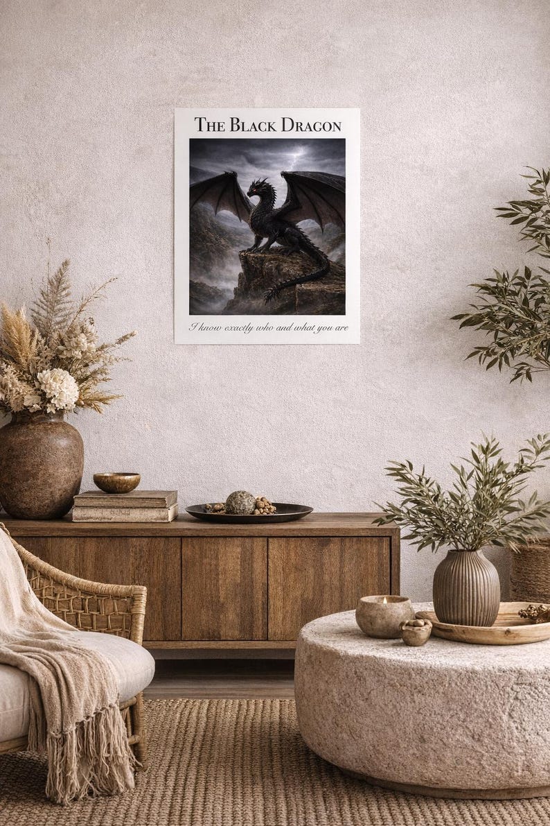 Black Dragon Fantasy Art Print | Wall Art | Fourth Wing | Bookish ...