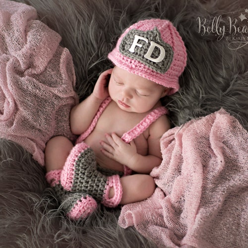 Baby Girl Firefighter Fireman Hat 