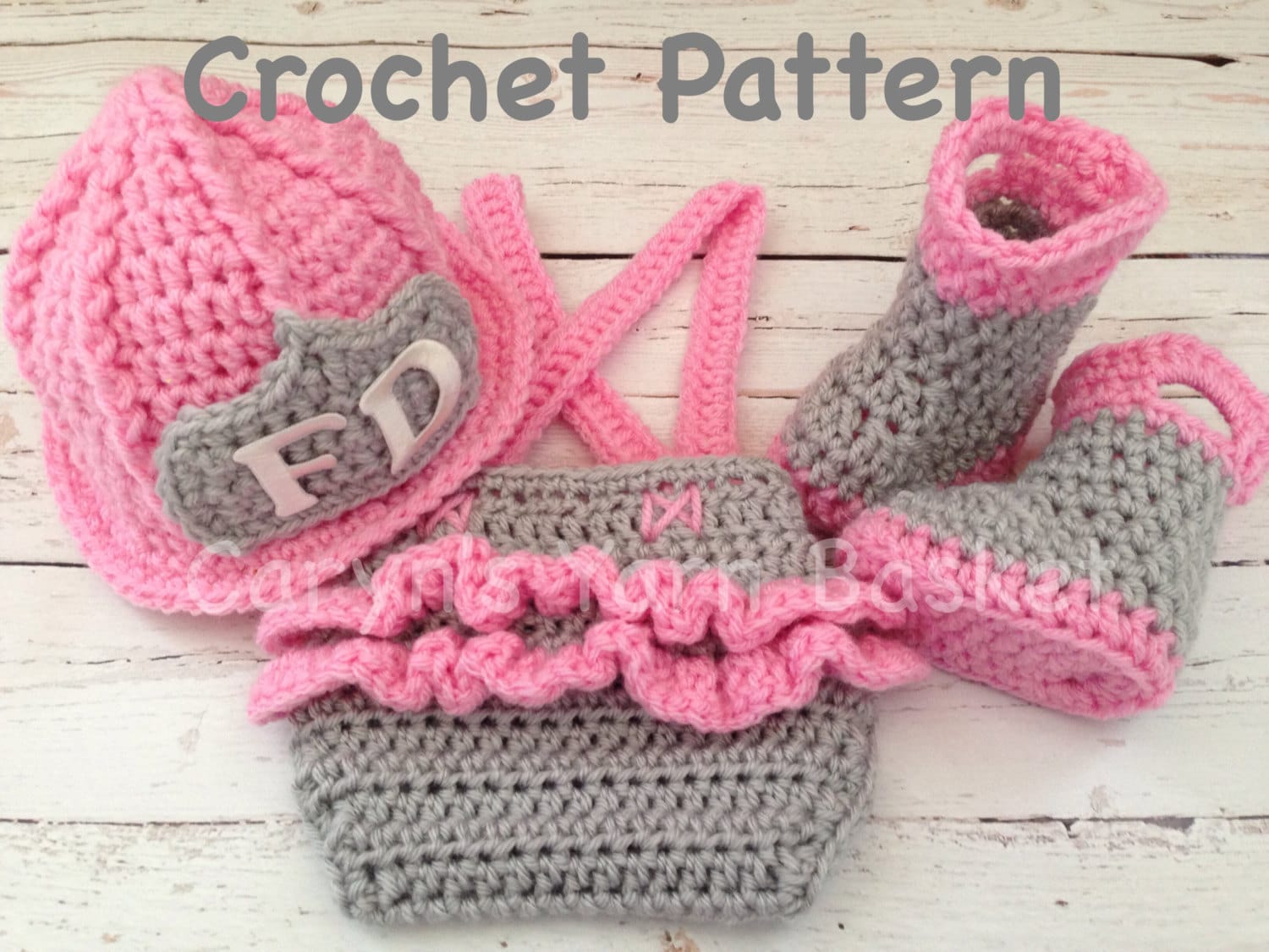 CROCHET PATTERN, Month Size, Baby Girl Firefighter Fireman Hat