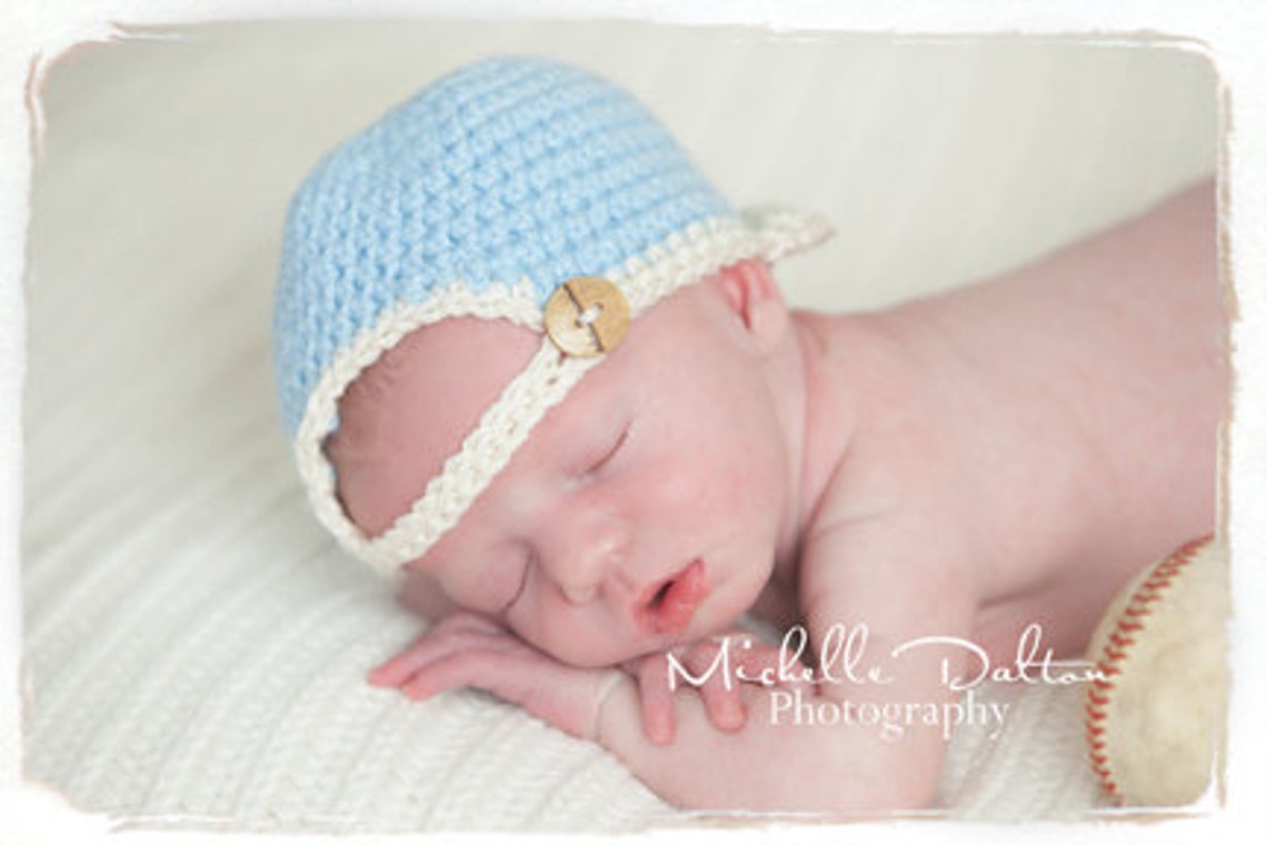 CROCHET PATTERN Baby Baseball Cap W/bill Newborn 03 M 36 Etsy
