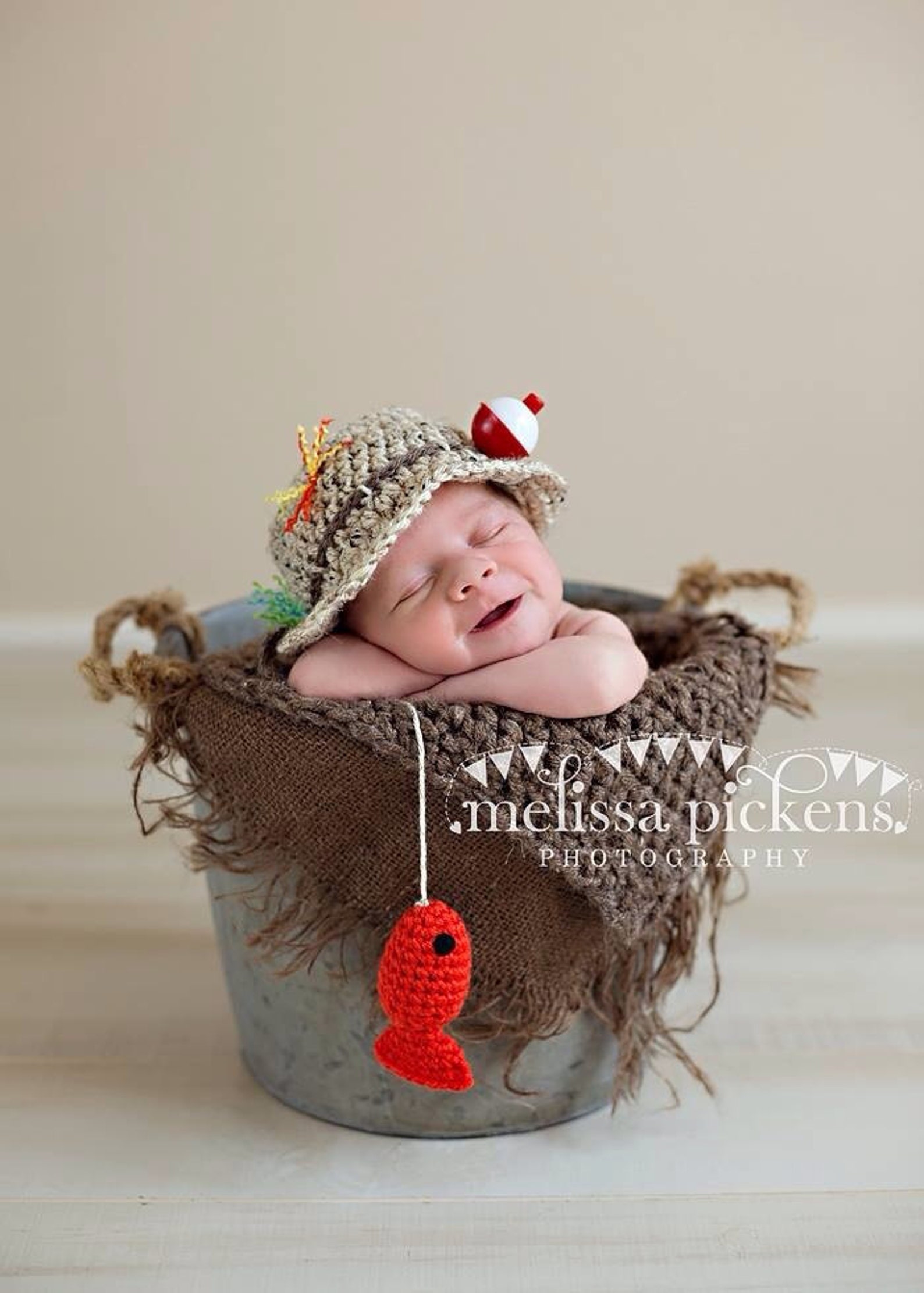 Baby Fishing Fisherman Crochet Hat & Fish in Oatmeal and Etsy