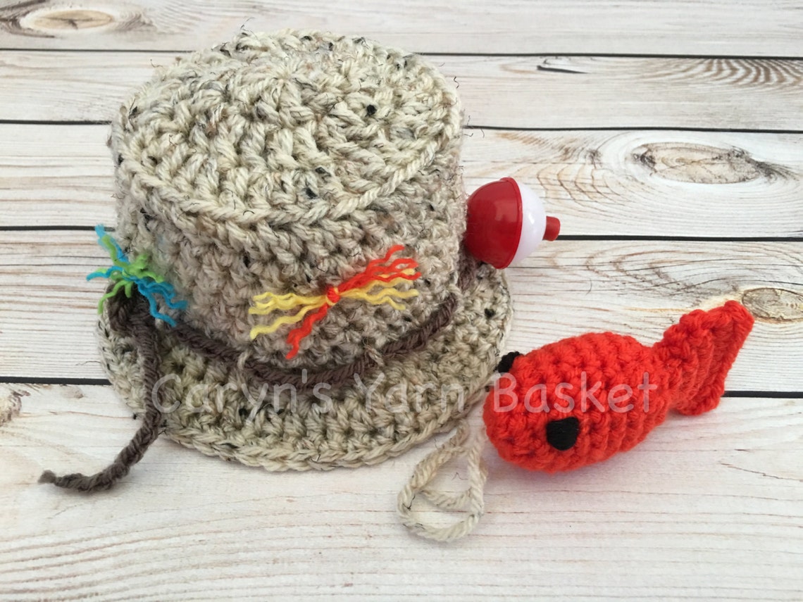 Baby Fishing Fisherman Crochet Hat & Fish in Oatmeal and Etsy