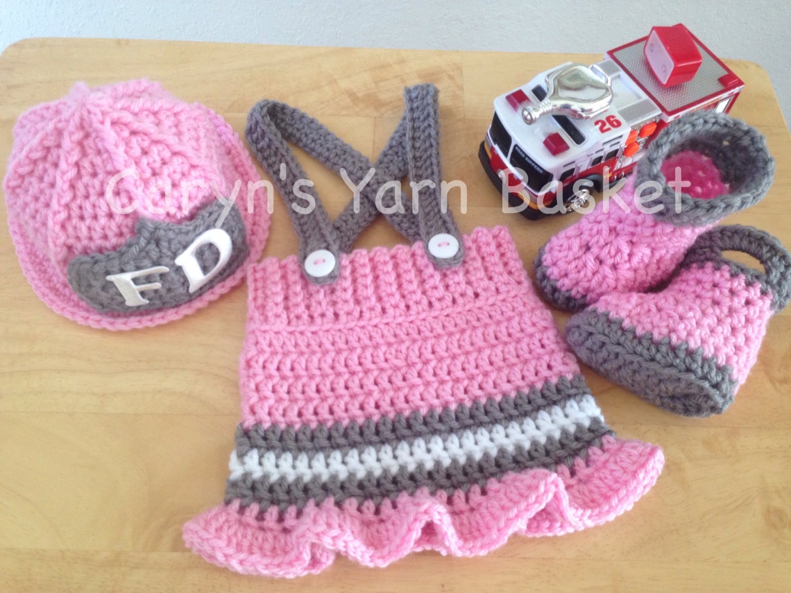 CROCHET PATTERN Newborn Baby Girl Fireman Firefighter Hat Etsy
