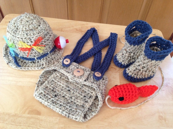 crochet newborn fishing outfit