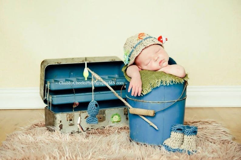 Newborn Baby Fishing Outfit Up To 5 pc set Hat & Fish Etsy