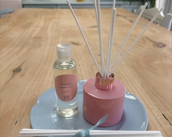 Reed diffuser with choice of fragrance oil and refills available.