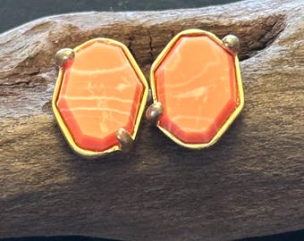 Vintage Kenneth Cole Coral Oorknopjes Goudkleurig Geometrisch Minimalistisch Modern Retro