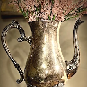 Vintage Silver-Plated Coffee Pot – Ornate Victorian Floral Footed Tea Pot
