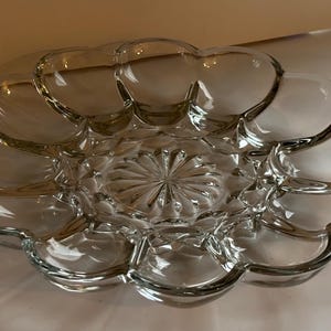 Anchor Hocking Fairfield Deviled Egg Plate, 12 Slot Oyster Platter, Starburst Glassware